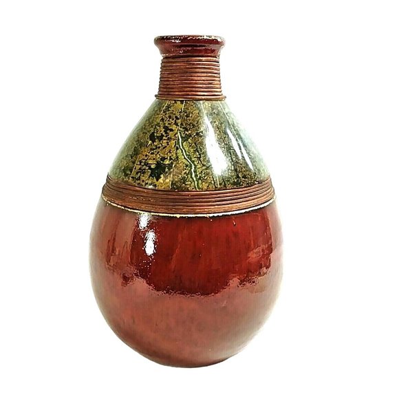 Vase Drip Glaze Pottery Cloisonne' Granite Panels Wicker Ringed Felt Pad Feet - Picture 3 of 8